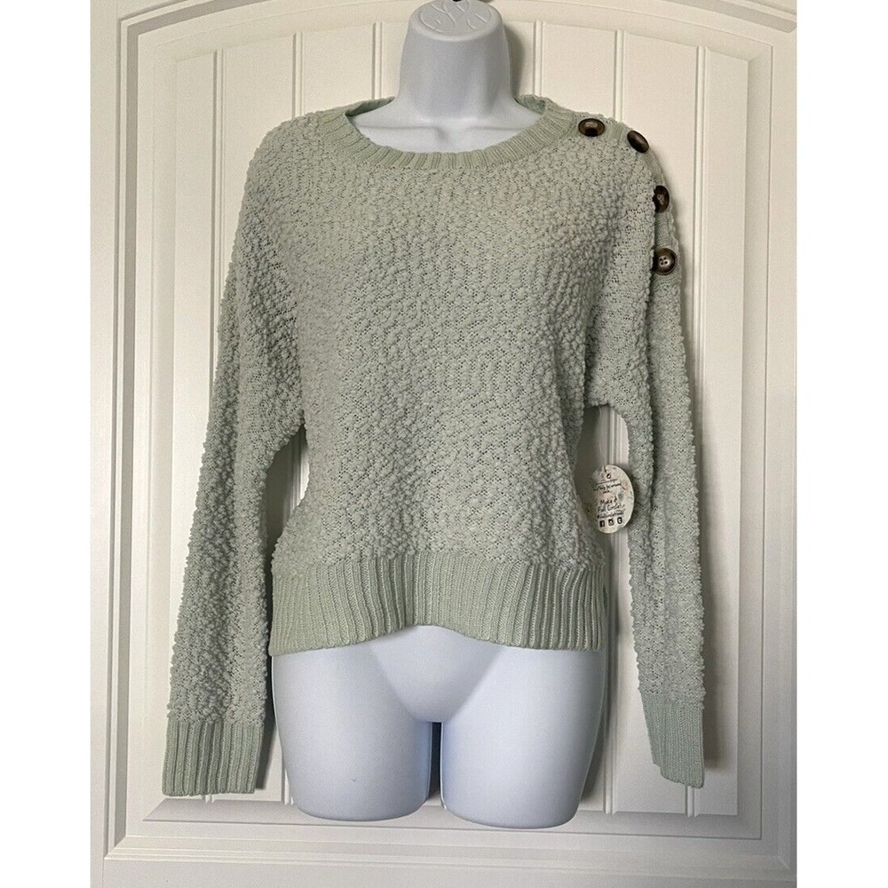 NEW! Jolie & Joy Womens Plush Cozy Long Sleeve Sweater Mint Green Size Small